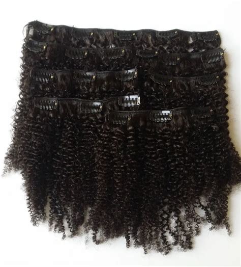 Natural Black Mongolian Virgin Hair Clip Ins Clip In Extensions For African American And Afro