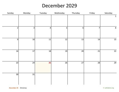 December 2029 Calendar With Bigger Boxes