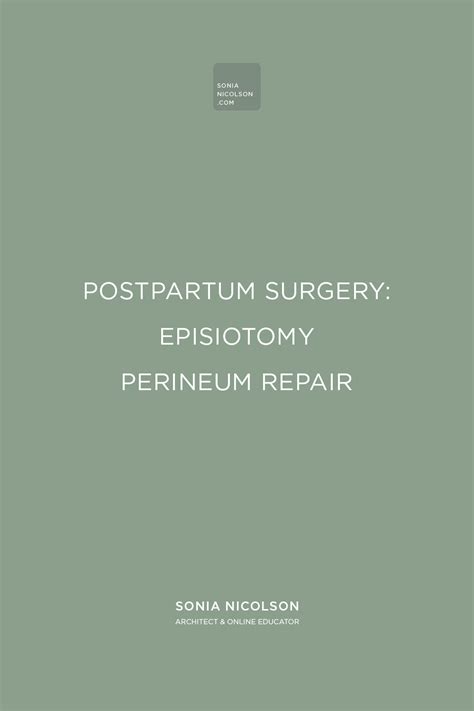 Postpartum Surgery Episiotomy Perineum Repair — Sonia Nicolson