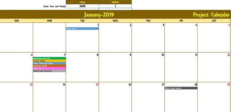 Excel Calendar Template Recurring Events Monthly Calendar Template