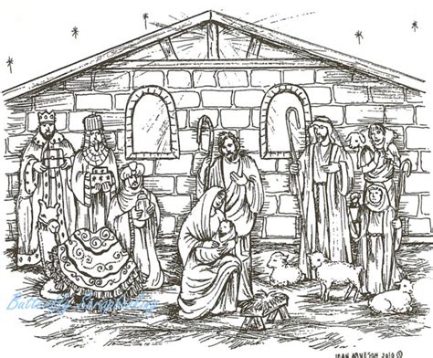 Nativity Scene Line Drawing At Explore Collection