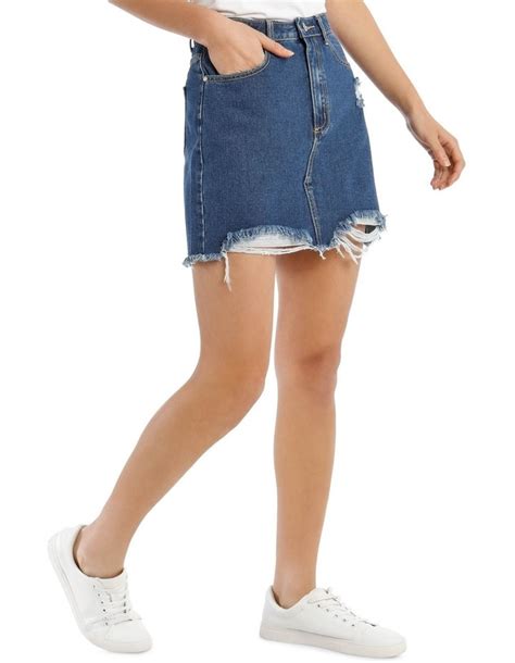 Missguided Petite Blue Ripped Denim Micro Mini Skirt Myer