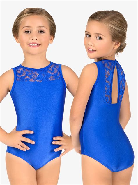 girls emballe lace boatneck tank leotard leotards double platinum n7264c