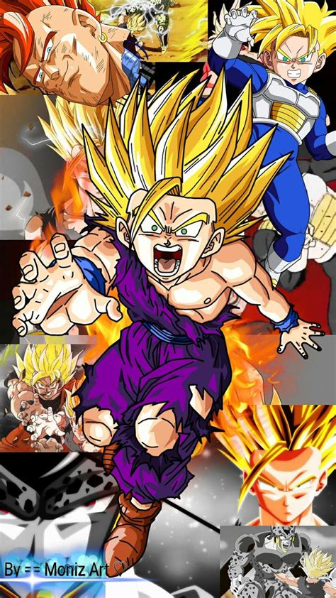 This is the story arc that introduced future trunks, gave gohan super saiyan 2 along with making him the. Gohan saga cell sjj2 | Wallpaper de anime, Dibujos, Dragones
