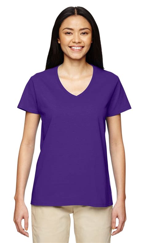 Gildan The Gildan Ladies Heavy Cotton 53 Oz V Neck T Shirt Purple 2xl