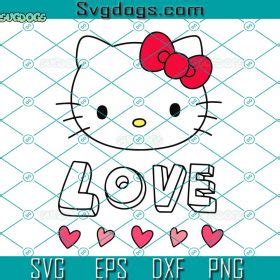 Love Hello Kitty SVG, Hello Kitty Love And Hearts Valentine SVG, Love
