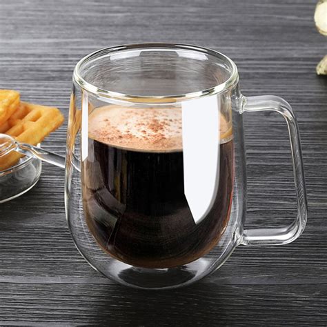 leshp double wall insulated glass coffee mugs for espresso latte cappuccino thermo glassware