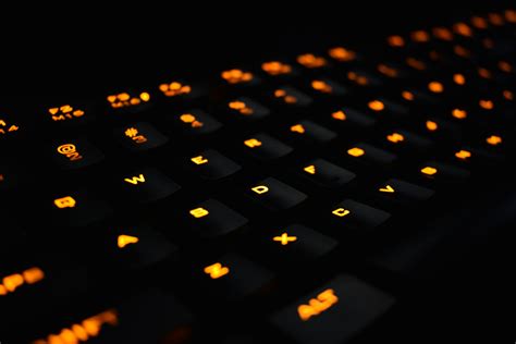 Mechanical Gaming Keyboard Orange Led Hd Photo By Blurrystock