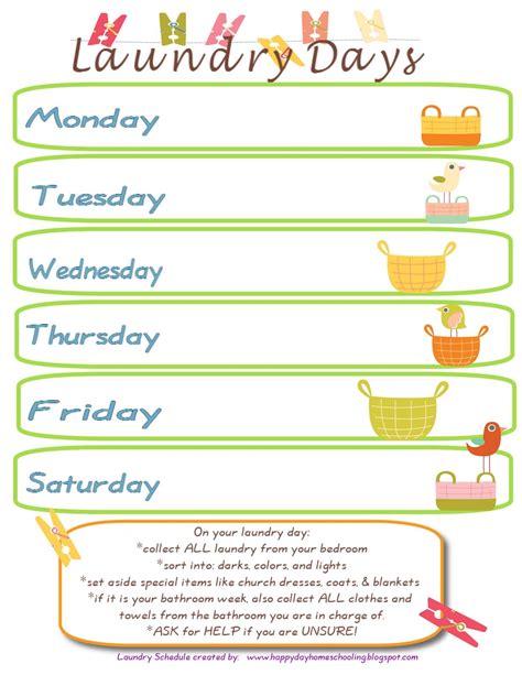 Happy Day Homeschooling: one word: LAUNDRY | Schedule template, Laundry