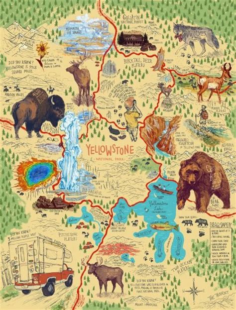 Map Of Yellowstone On Behance Yellowstone Trip Yellowstone Map