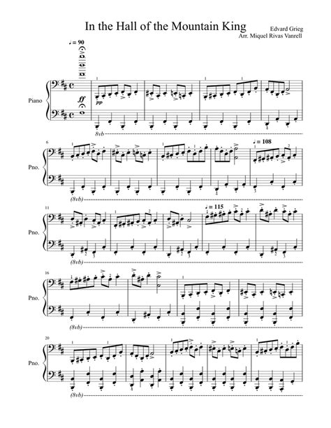 In The Hall Of The Mountain King Sheet Music For Piano Solo