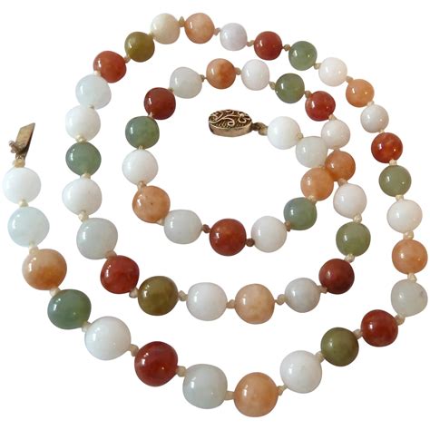 Multi Color Gemstone Bead Necklace Sterling Filigree Clasp Hand Knotted