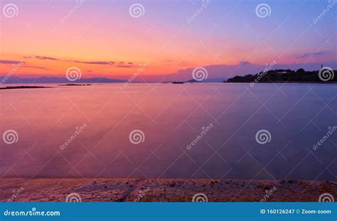 Beautiful Sundown Over Saronic Gulf Of The Aegean Sea Stock Image