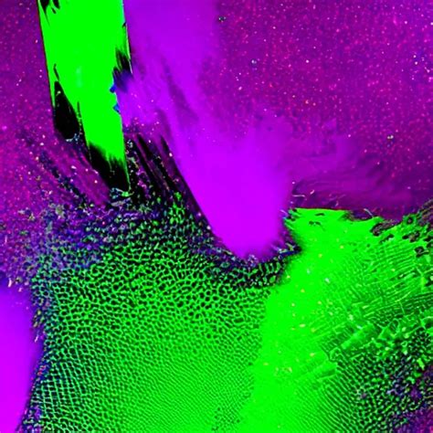 bright neon green ambiguous splashed on purple dark openart