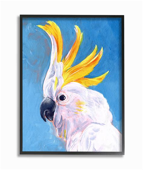 Stupell Industries Parrot Mohawk Blue Yellow Animal Bird Painting