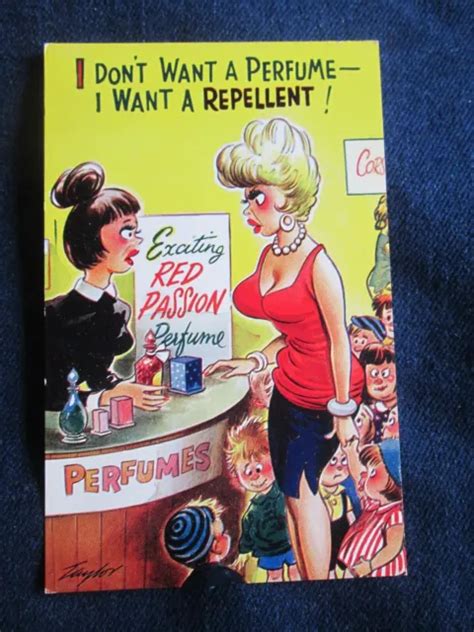 vintage saucy seaside comic postcard risque humor big boobs passion perfume 2066 £9 89 picclick uk