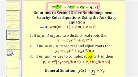 Second Order Nonhomogeneous Cauchy Euler Differential Equations Youtube