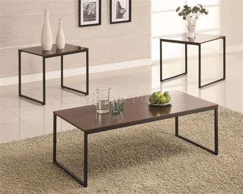 Black/nutmeg medium round wood coffee table set with nesting tables. Black Metal Base & Brown Wood Top Modern 3Pc Coffee Table Set