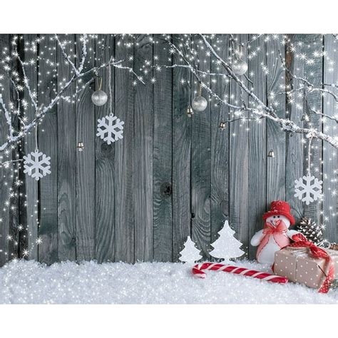 Mohome Polyster 7x5ft Merry Christmas Photography Backdrops Wood Wall
