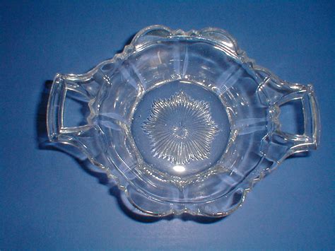 Beautiful large firna frosted glass floral pattern serving bowl. Glass Open Handled Nappy Bowl - Starburst Center ...