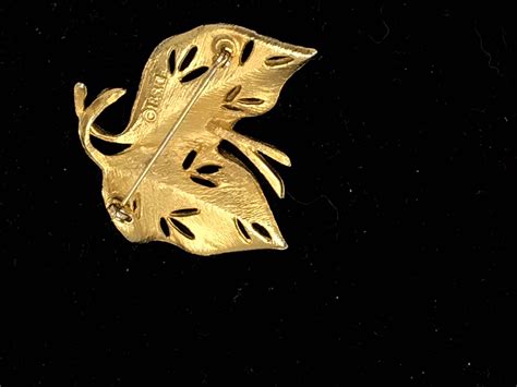 Vintage Leaf Brooch By RSK Gold Tone Etsy