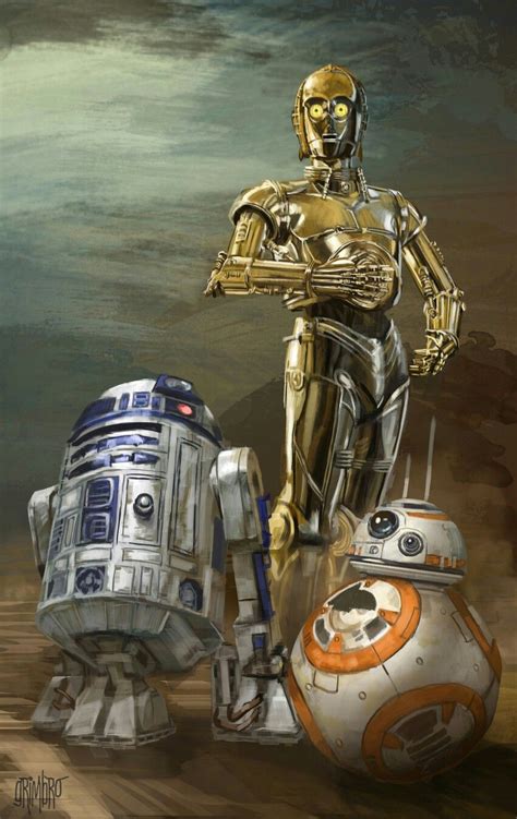 R2d2c3po And Bb 8 Star Wars Art Star Wars Painting Star Wars Poster