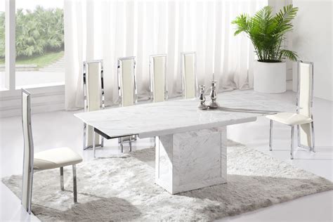 Buy white dining room furniture sets online. Zeus White Grey Marble V Leg Dining Table and 6 Chairs