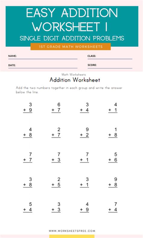 10 1st Grade Math Addition Worksheets Worksheets Decoomo