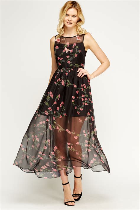 Floral Sheer Maxi Dress Just