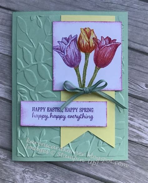 I hope you can find some time today to get creative! Stampin' Up! Timeless Tulips Thinking of You Easter Card in 2020 | Tulips card, Easter cards ...