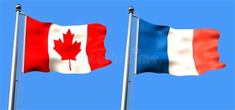 Markierungsfahne Von Kanada Und Von Frankreich Stock Abbildung