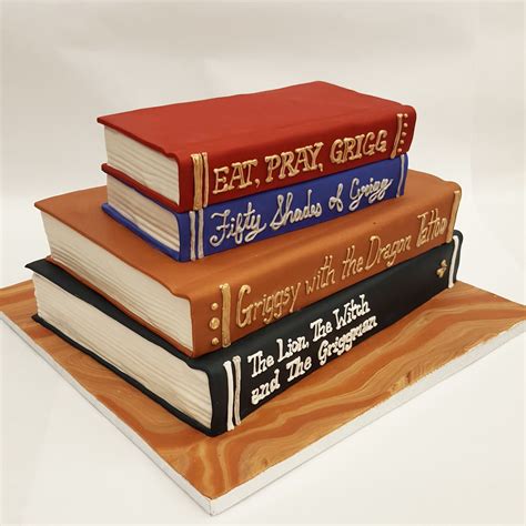 Book Cake Romantic Stacked Books Wedding Cake