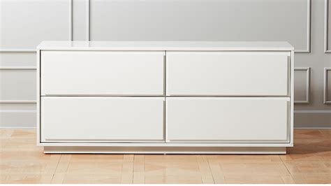 Minimal dresser takes a modern turn in glossy white lacquer. Gallery White 4-Drawer Low Dresser + Reviews | CB2