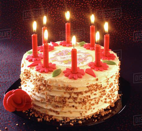 Birthday Cake Burning Candles Fire  Birthday Cake With Twinkling