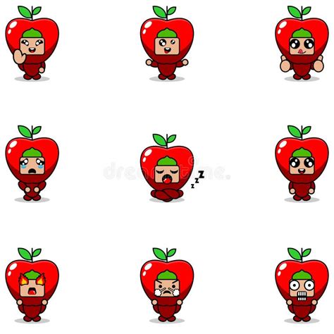 Apple Fruit Expression Bundle Set Stock Vector Illustration Of Apple Funny 237421298