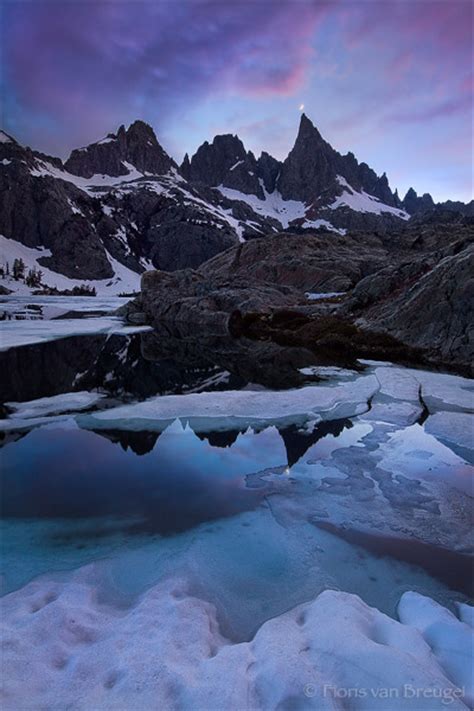 Minarets Reflected In Minaret Lake With Ice Ansel Adams Wilderness