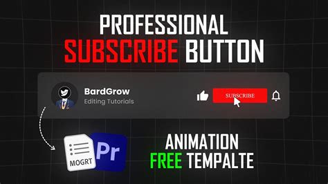 Professional Subscribe Button Template For Premiere Pro Mogrt Preset