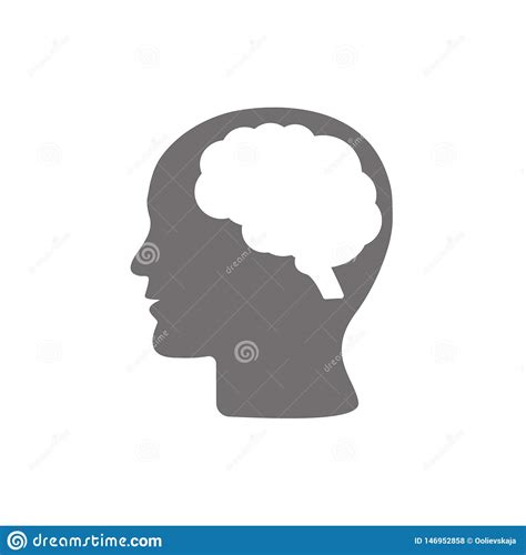 Human Head Profile With Brain Symbol Simple Black Icon Vector Illustration Isolated On White