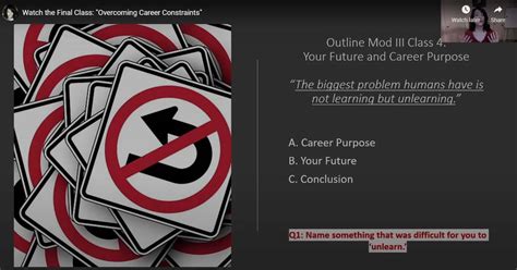 Watch The Final Class Overcoming Career Constraints Deliberate