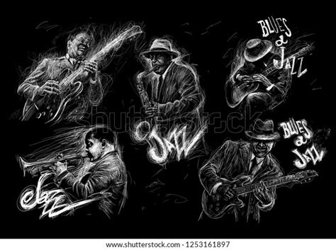 Jazz Blues Music Set Music Characters Stock Illustration 1253161897