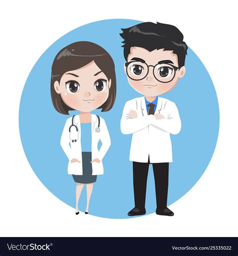 Male And Female Doctors Cartoon Characters Vector Image