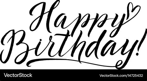 Happy Birthday Calligraphy Greeting Card Hand Vector Image