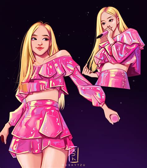 huskyTzu on Twitter Pink drawing Rosé fanart Black pink kpop