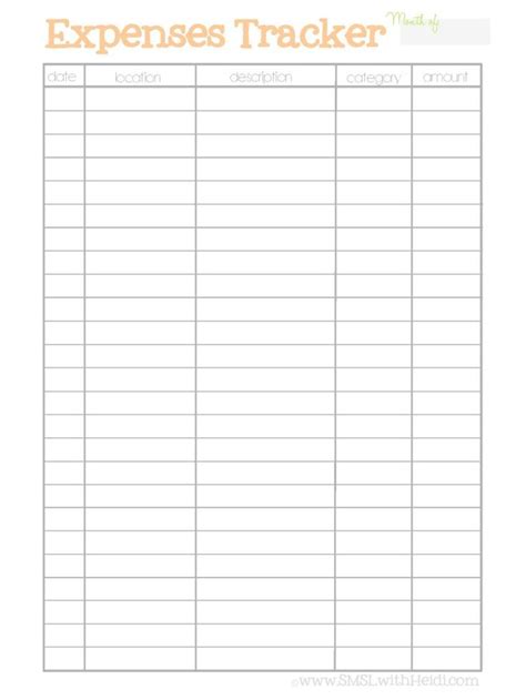 Expenses Tracker Monthly Budget Printable Expenses