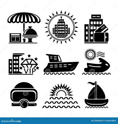 A Set Of Vector Icons For Tourism And Recreation Stock Vector