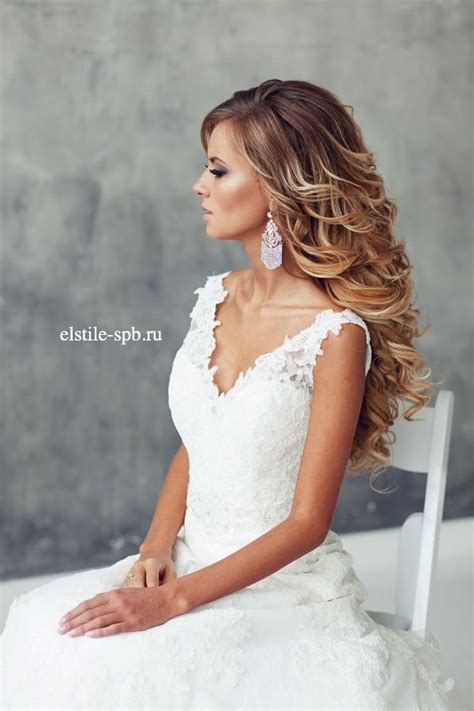 Ombre Long Wavy Wedding Hairstyle Deer Pearl Flowers