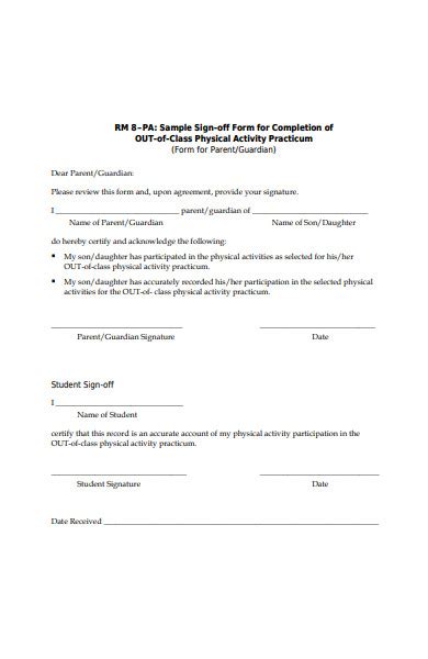 Free 51 Sign Off Forms In Pdf Ms Word Excel