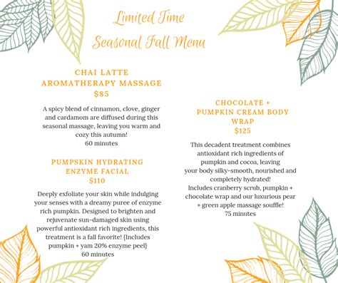 Fall 2019 Spa Specials Scents Of Serenity Spa