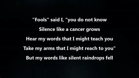 Disturbed The Sound Of Silence Tekst - Disturbed The Sound of Silence, disturbed the sound of silence lyrics