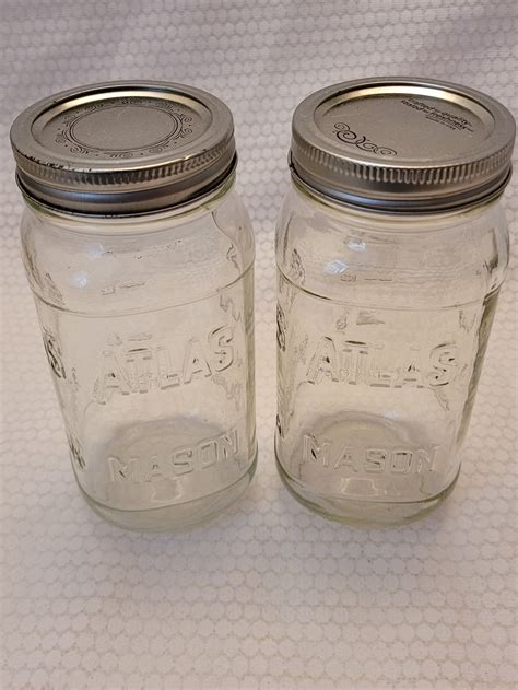 Atlas 1 Quart Mason Canning Jars Set Of 2 Etsy